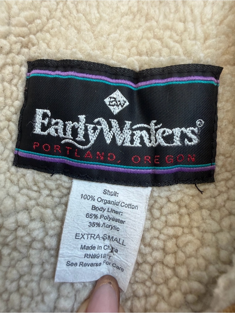 Y2K Vintage Early Winters Sherpa Lined Organic Cotton Canvas Vest size XS - Picture 11 of 15